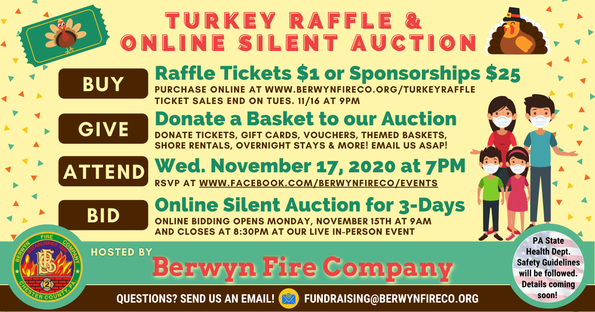You are currently viewing Help Support Berwyn Fire Department’s Turkey Raffle and Online Silent Auction